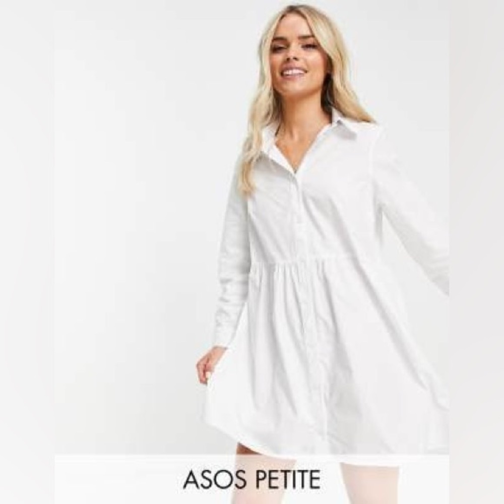 ASOS Design Petite cotton mini smock shirt dress